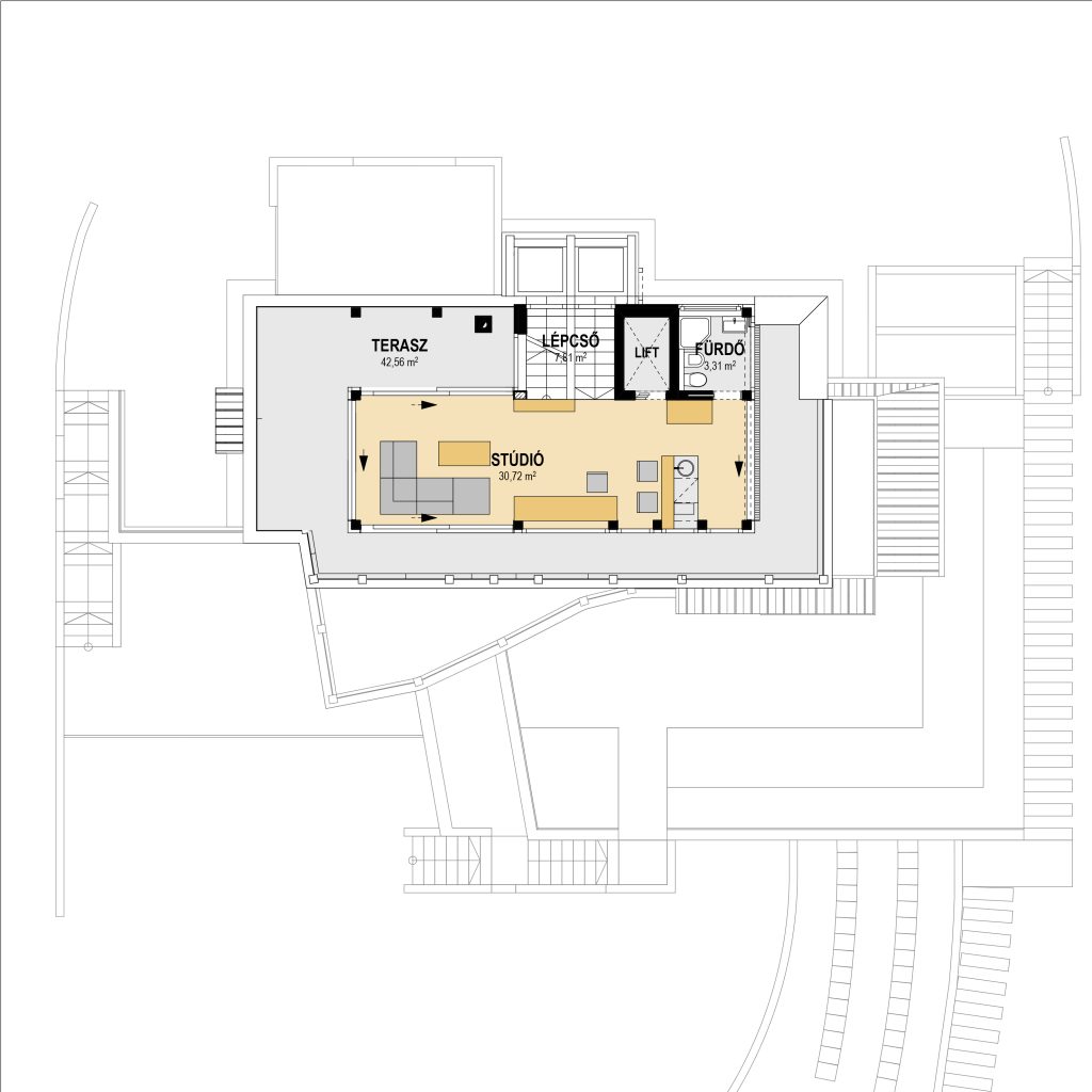 4 szintes 4 szobás ház penthouse alaprajza
