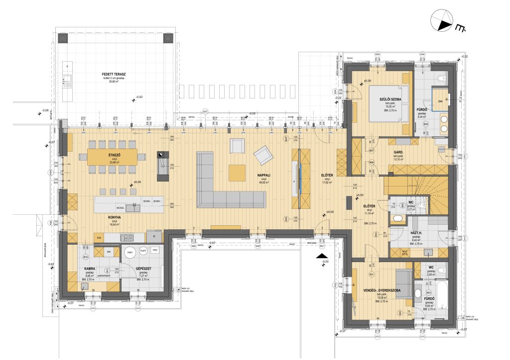 Családi ház hagyományos külsővel Balatonhenyén - földszinti alaprajz
