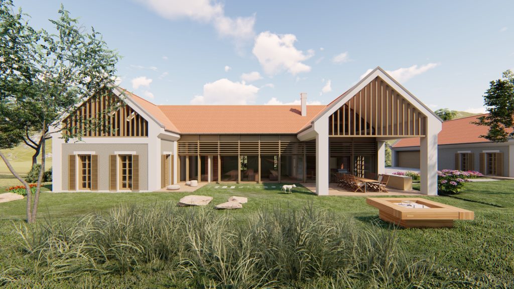 Családi ház hagyományos külsővel Balatonhenyén - hátsókerti homlokzat